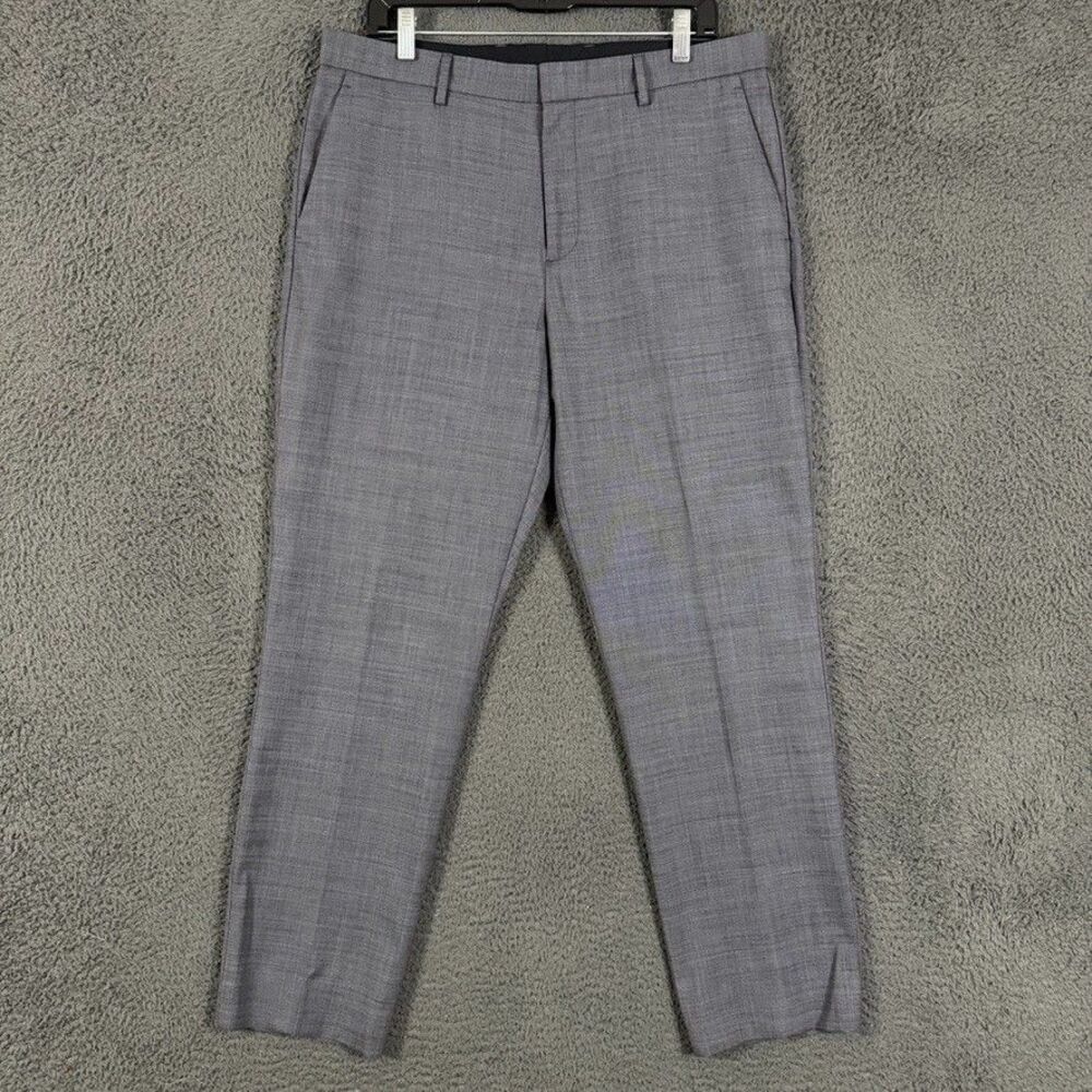 J Crew Dress Pants Mens 34x32 Gray Bowery Slim Fit Four Season Wool Stretch